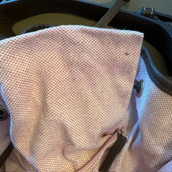 Dooney & Bourke Drawstring Bucket Bag Pebbled Leather Brown Grommets Tassels - Picture 13 of 13